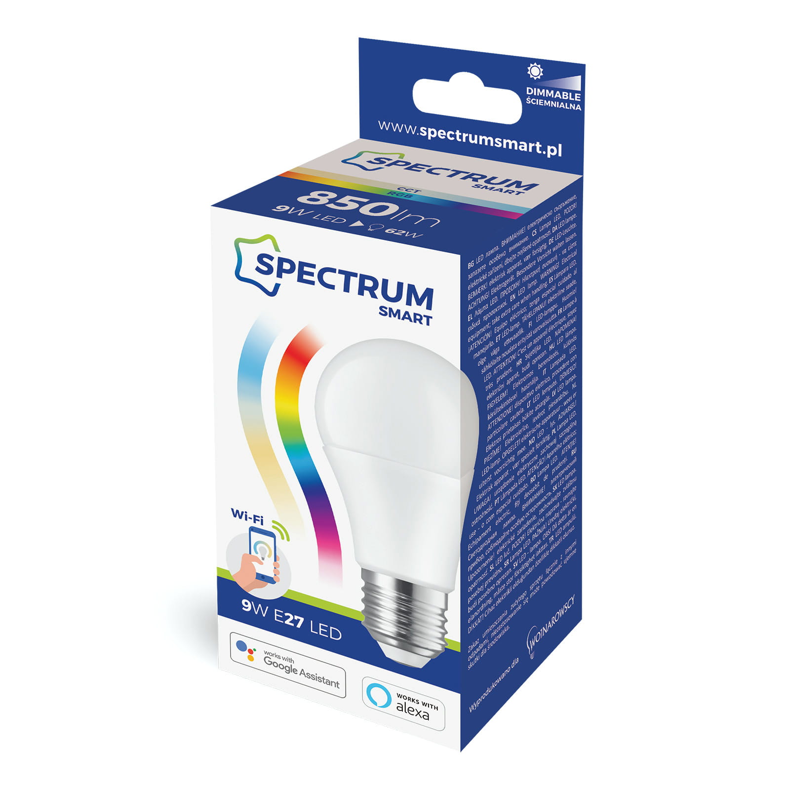 220º, dimmbar, Sockel LED Spectrum® Smart Home Winkel Leuchtmittel 60W 9W = E27,