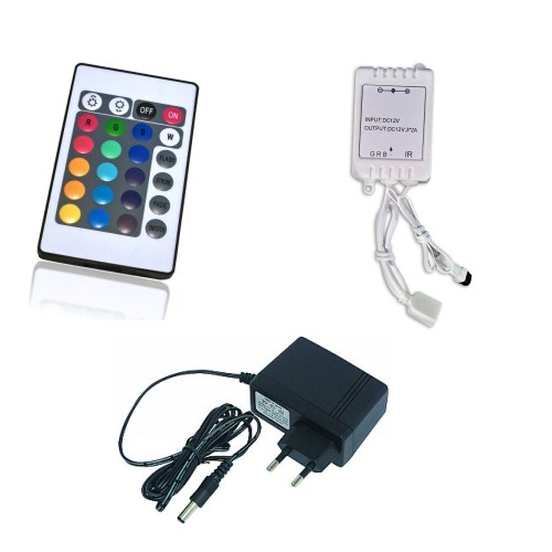 RGB LED Streifen / Strip / Band KOMPLETTSET 250cm inkl. RGB Controller,  Netzteil + Fernbedienung INDOOR - LEDLager