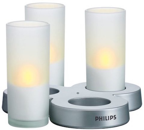 Stück Philips IMAGEO LED warmweiß im Glas mit Ladestation, 3er LED Teelichter aufladbar - LEDLager
